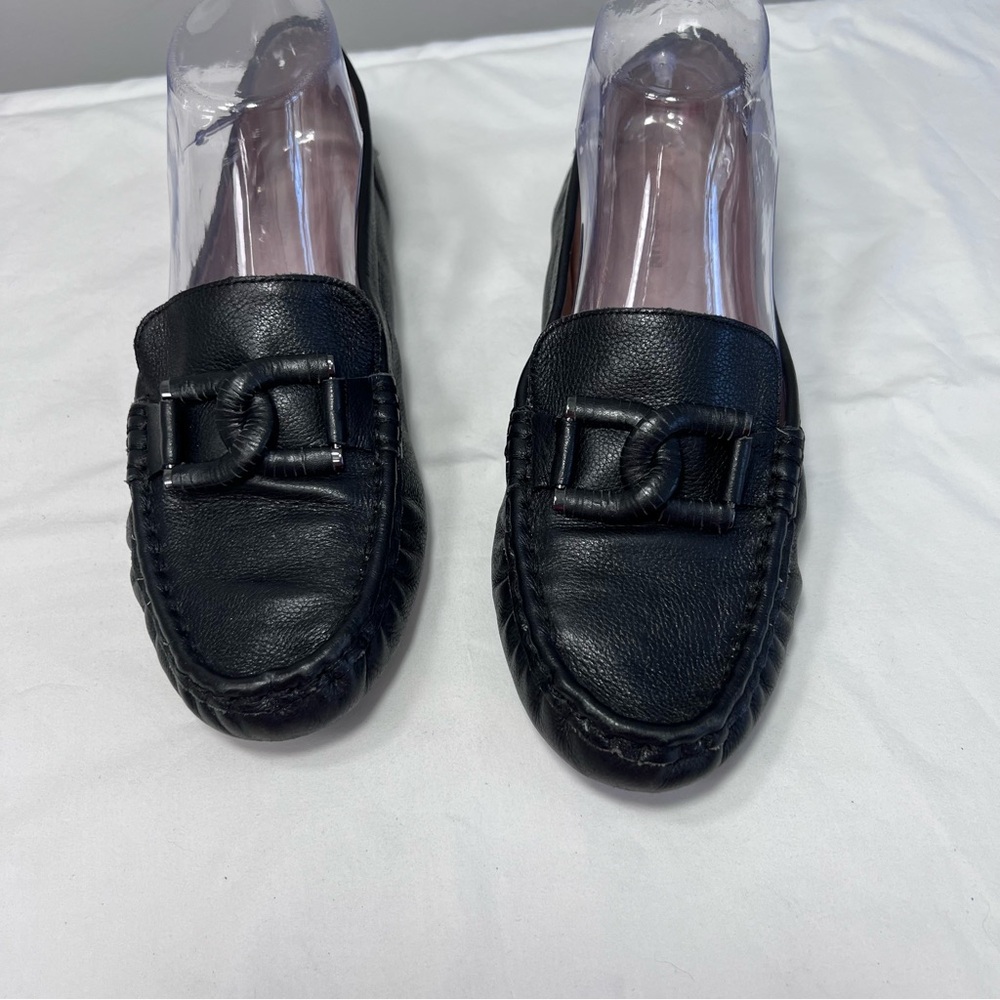 Antonio Melani black leather loafers flats size 10